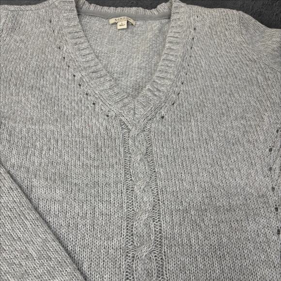 Sonoma Life + Style Grey Cable Knit Sweater Size L V-Neck Pullover Tunic Length - Picture 8 of 8
